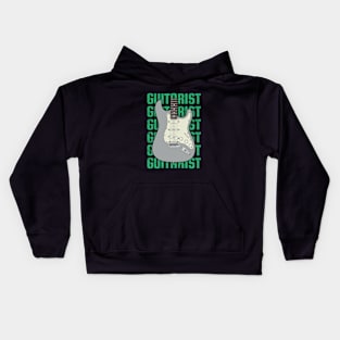 Guitarist Repeated Text S-Style Electric Guitar Body Kids Hoodie